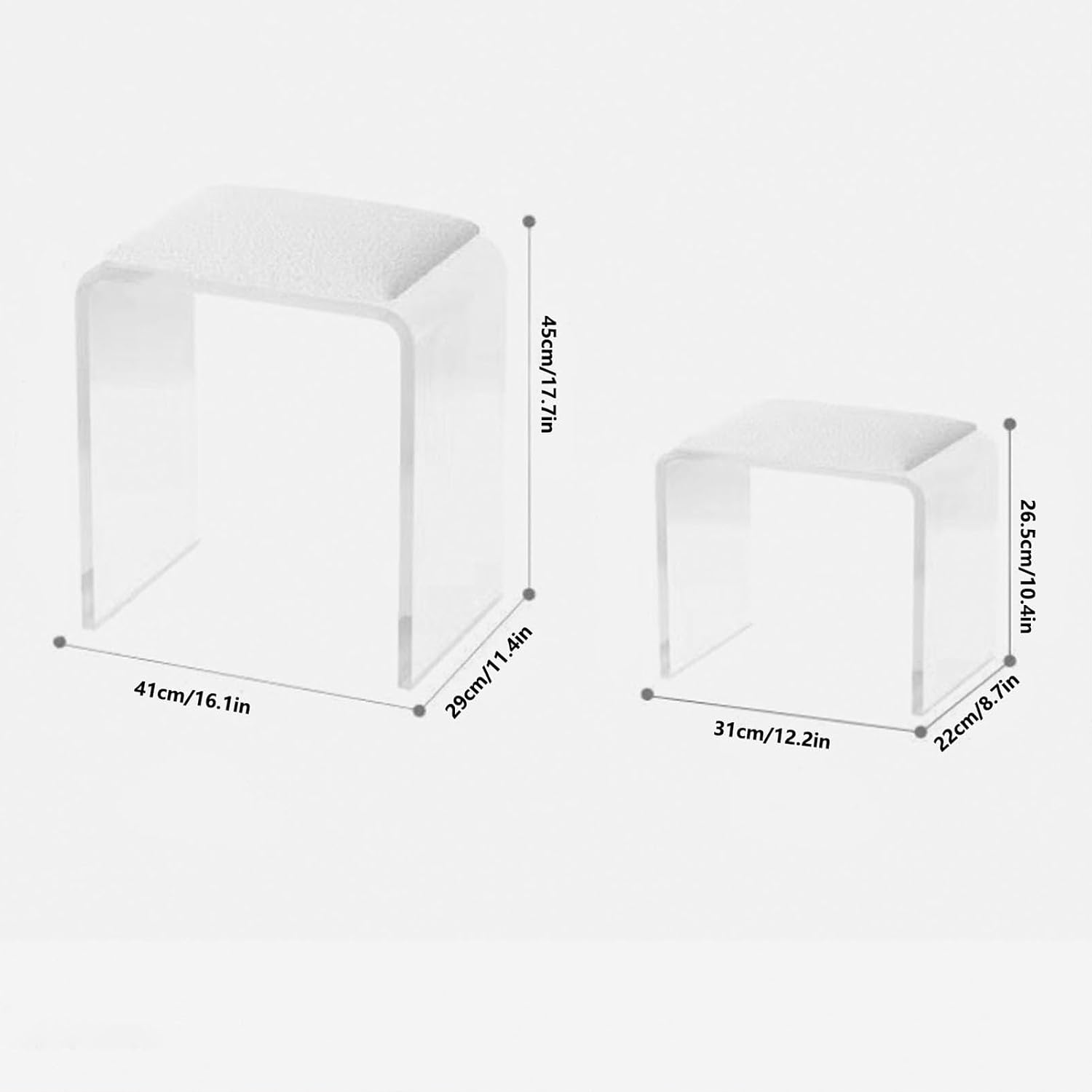 White Cushioned Clear Acrylic Shoe Vanity Stool