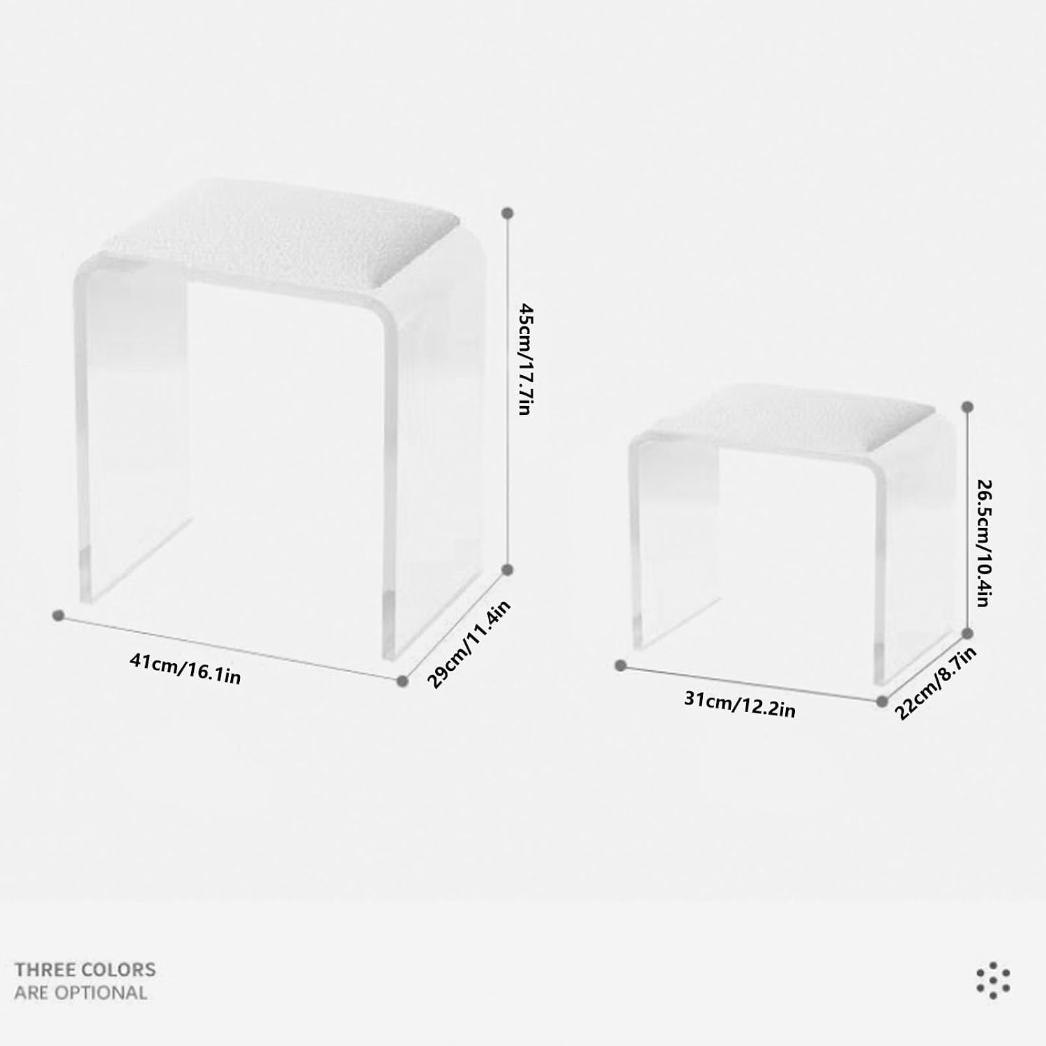 White Cushioned Clear Acrylic Vanity Stool