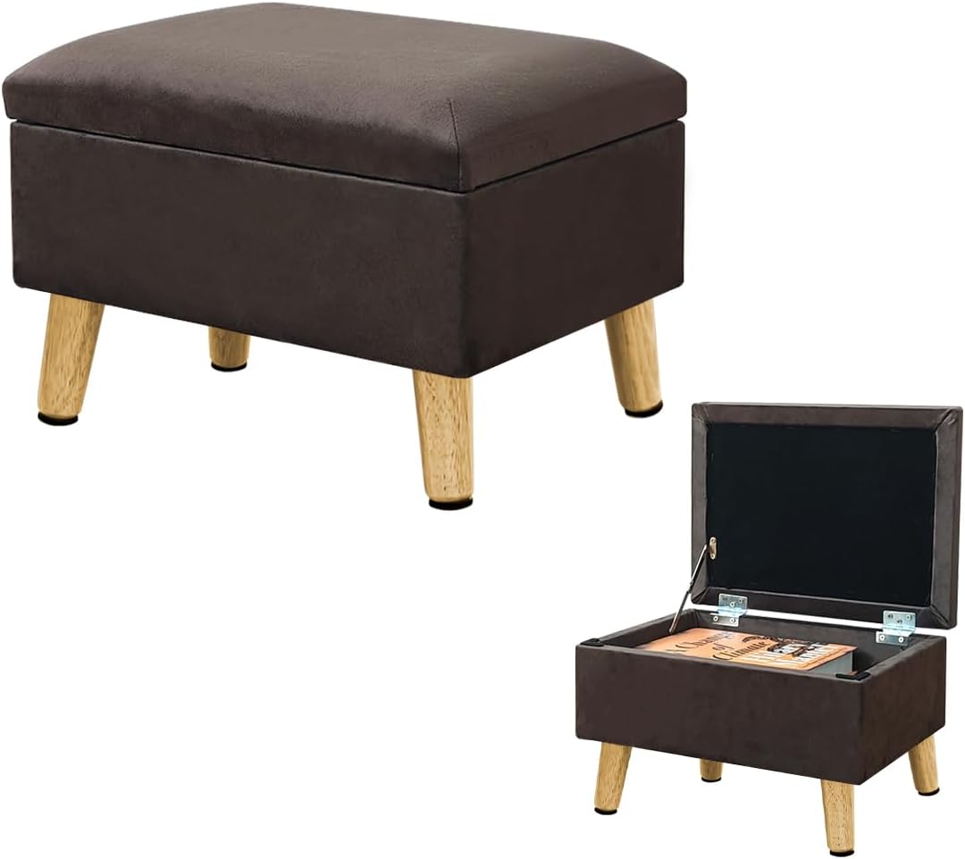 Brown Storage Footrest Ottoman