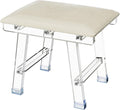 Clear Acrylic Faux Leather Rectangular Footstool Ottoman