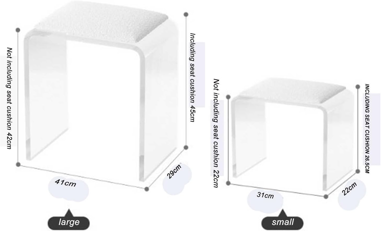 Cushioned Clear Acrylic Vanity Ottoman Stool