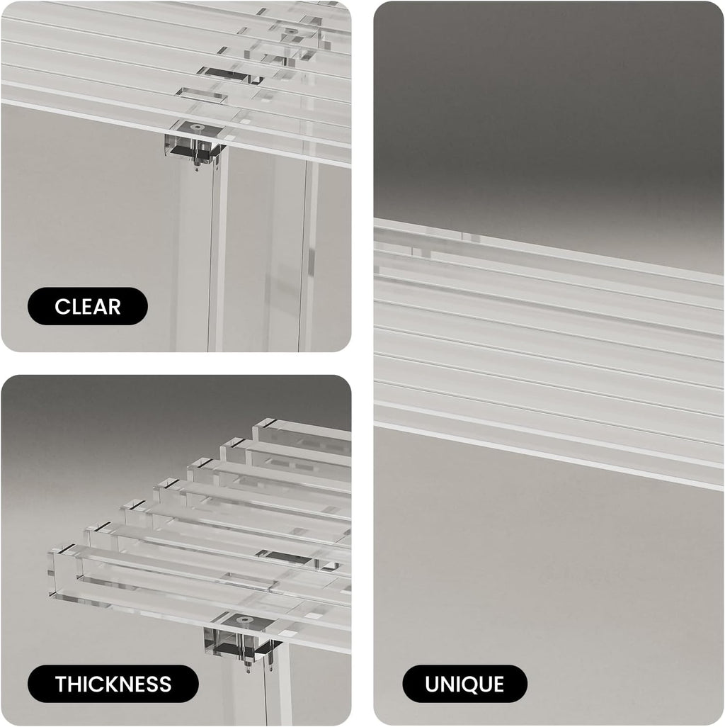 35 Inch Clear Acrylic Entryway Storage Bench