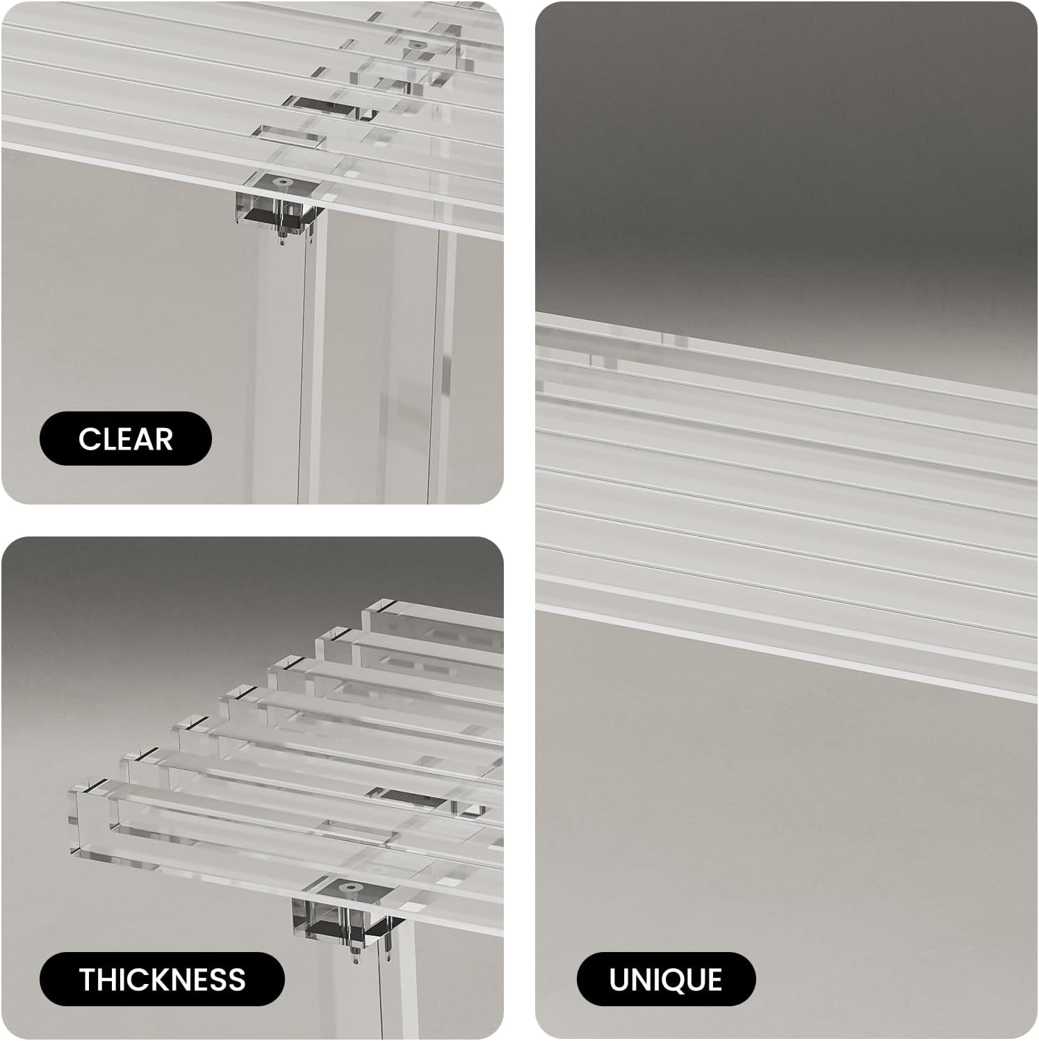 35 Inch Clear Acrylic Entryway Storage Bench