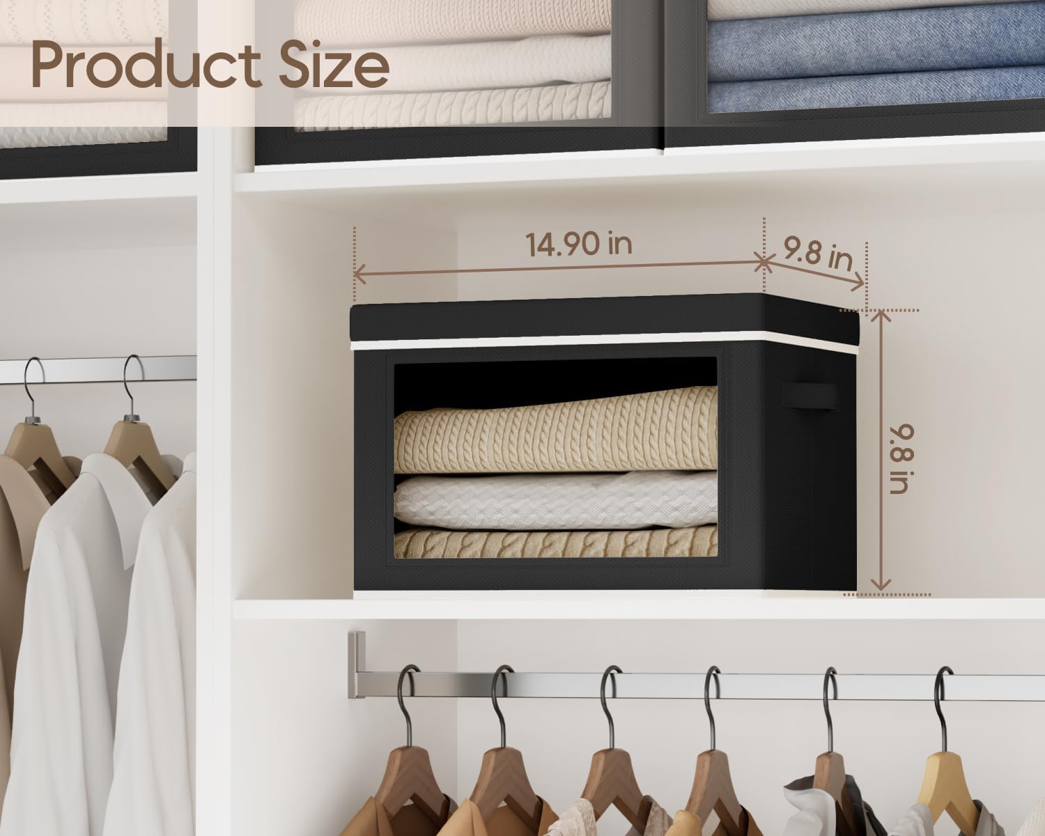3 Black Window Fabric Storage Bins