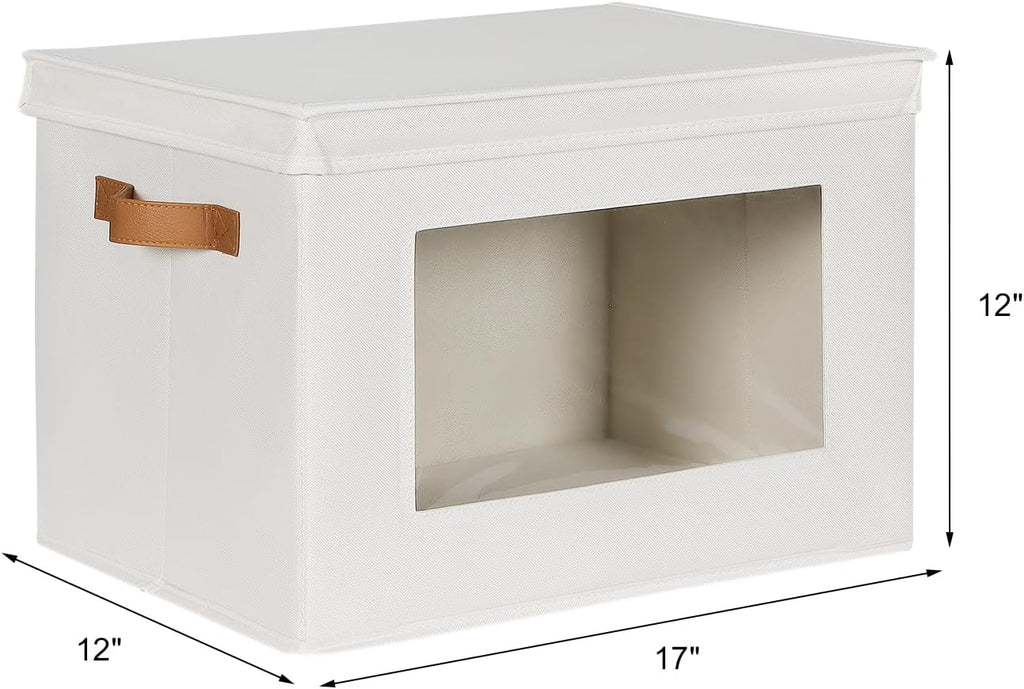 3 Beige Handle Fabric Storage Bins