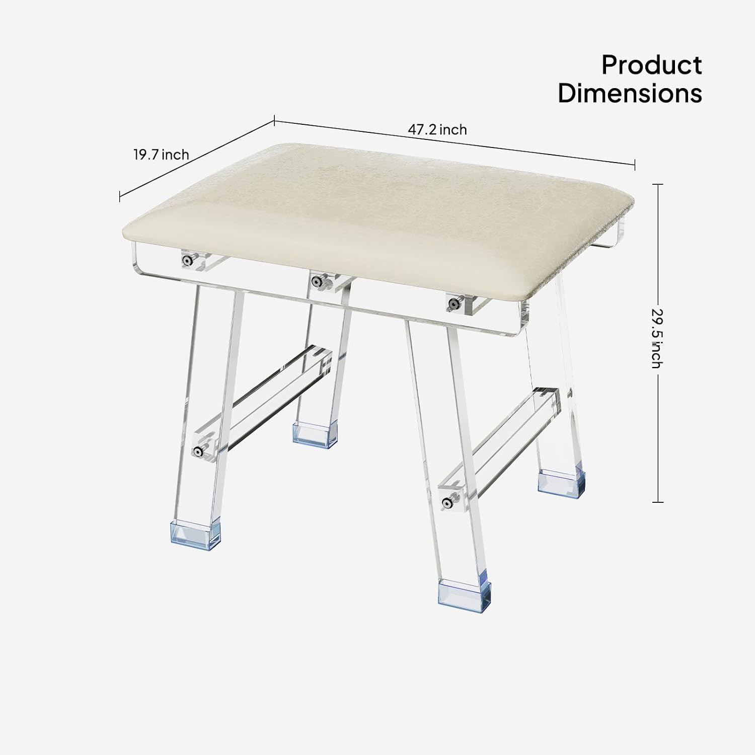 Clear Acrylic Faux Leather Rectangular Footstool Ottoman