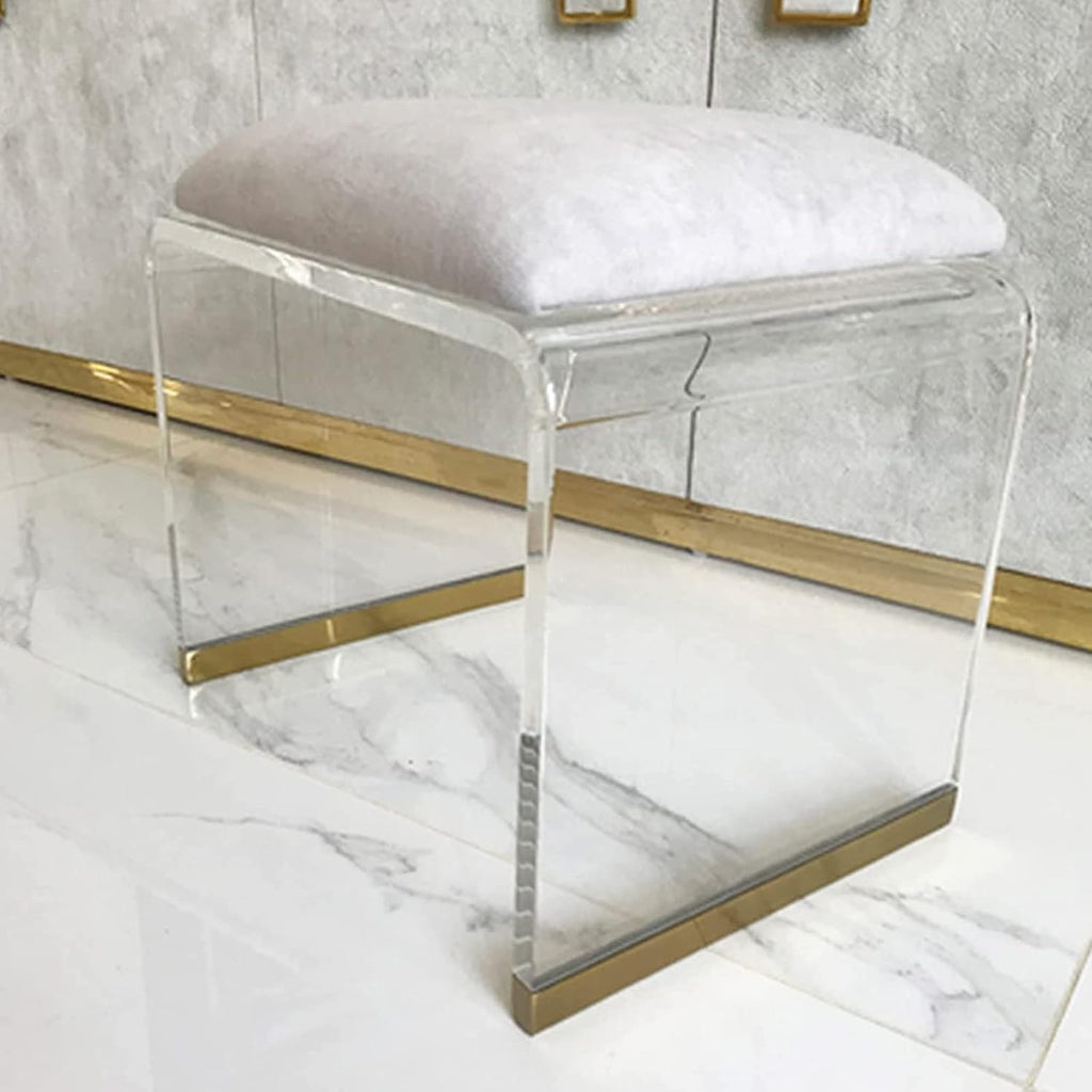 Grey Velvet Clear Acrylic Multi Purpose Stool Table