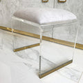 Grey Velvet Clear Acrylic Multi Purpose Stool Table
