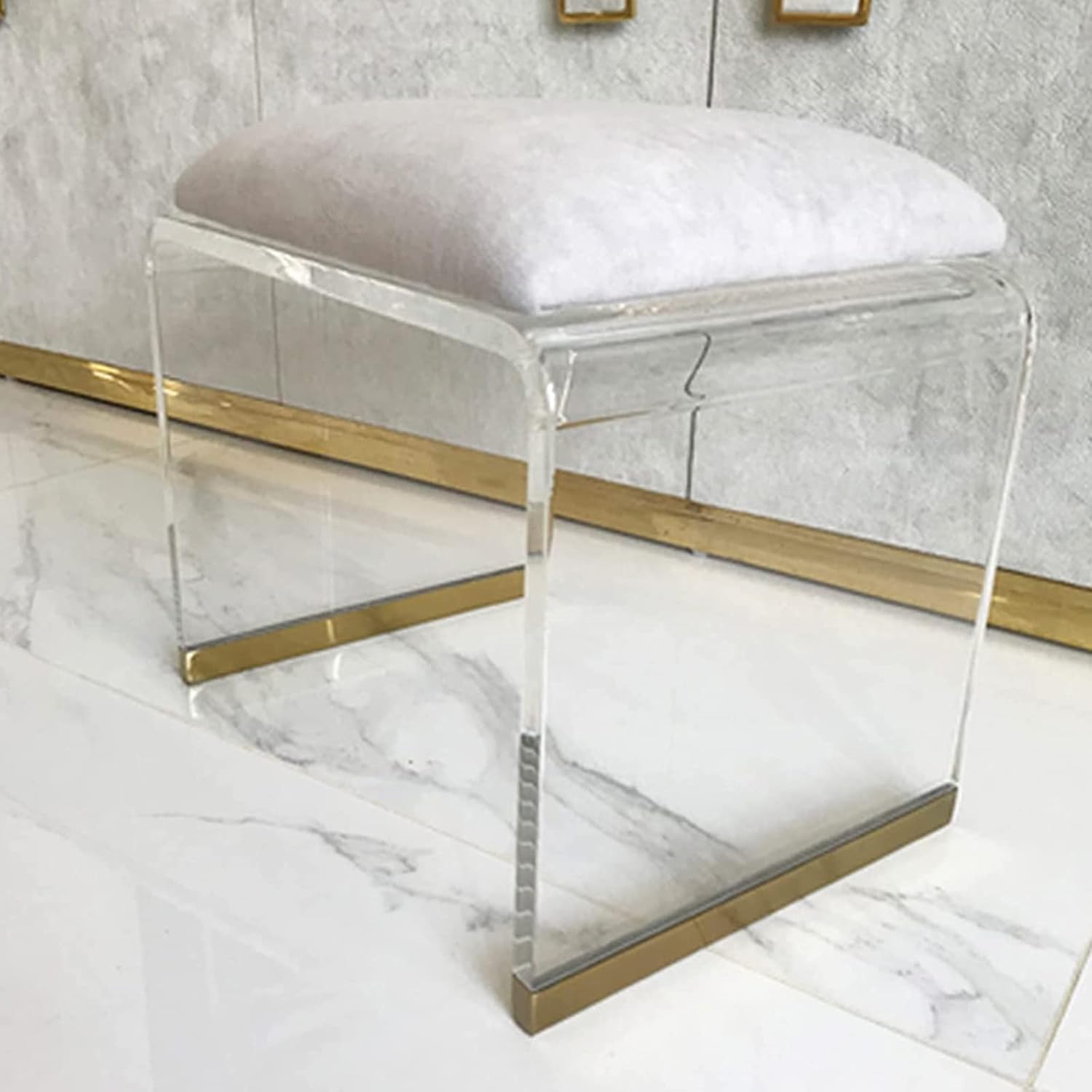 Grey Velvet Clear Acrylic Multi Purpose Stool Table