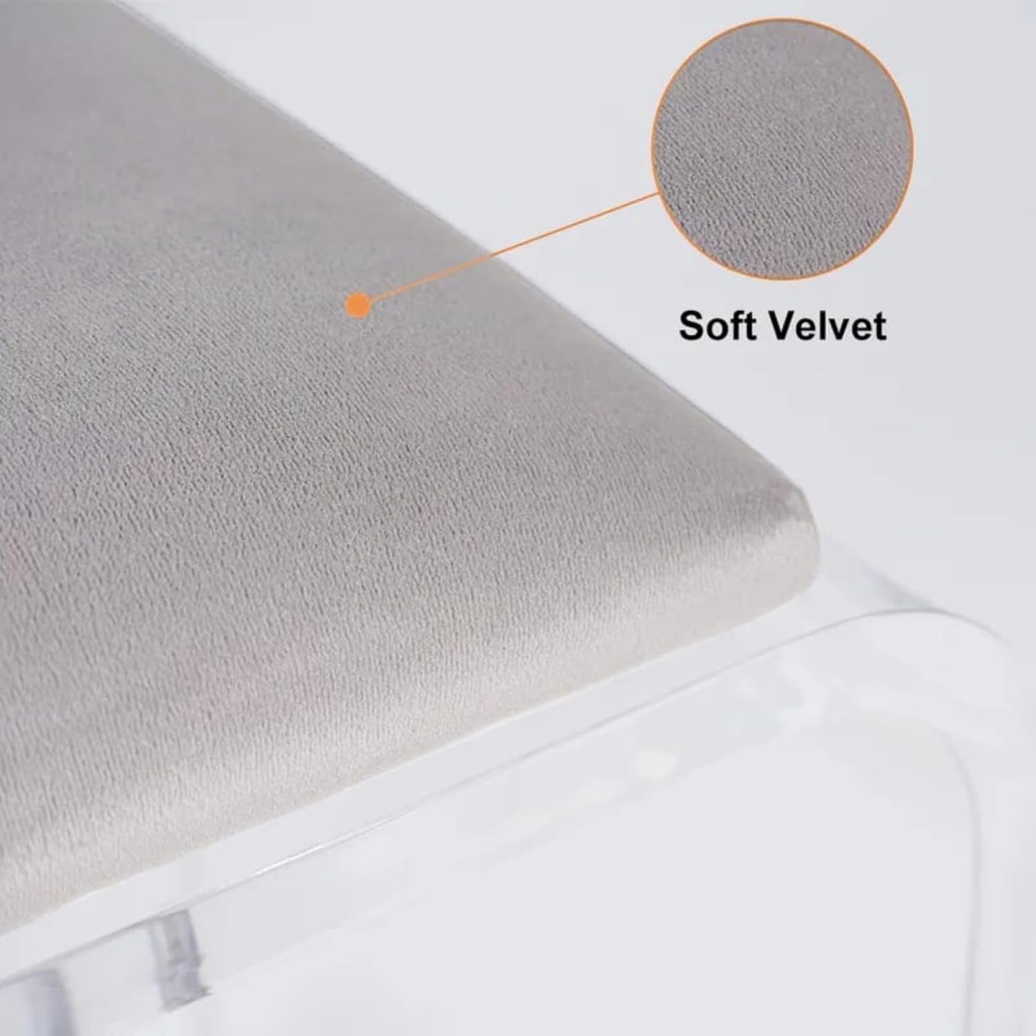 Gray Velvet Gold Acrylic Vanity Stool