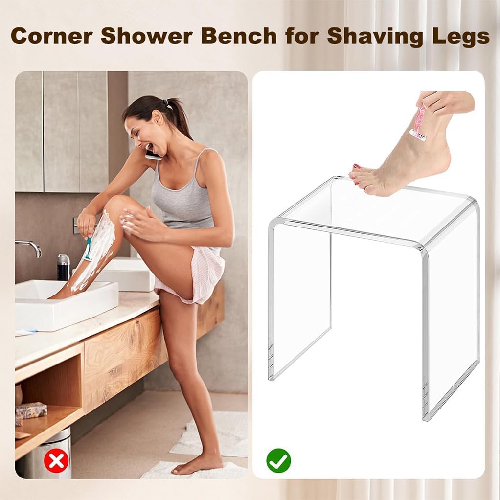 700lbs Heavy Duty Clear Acrylic Shower Bench