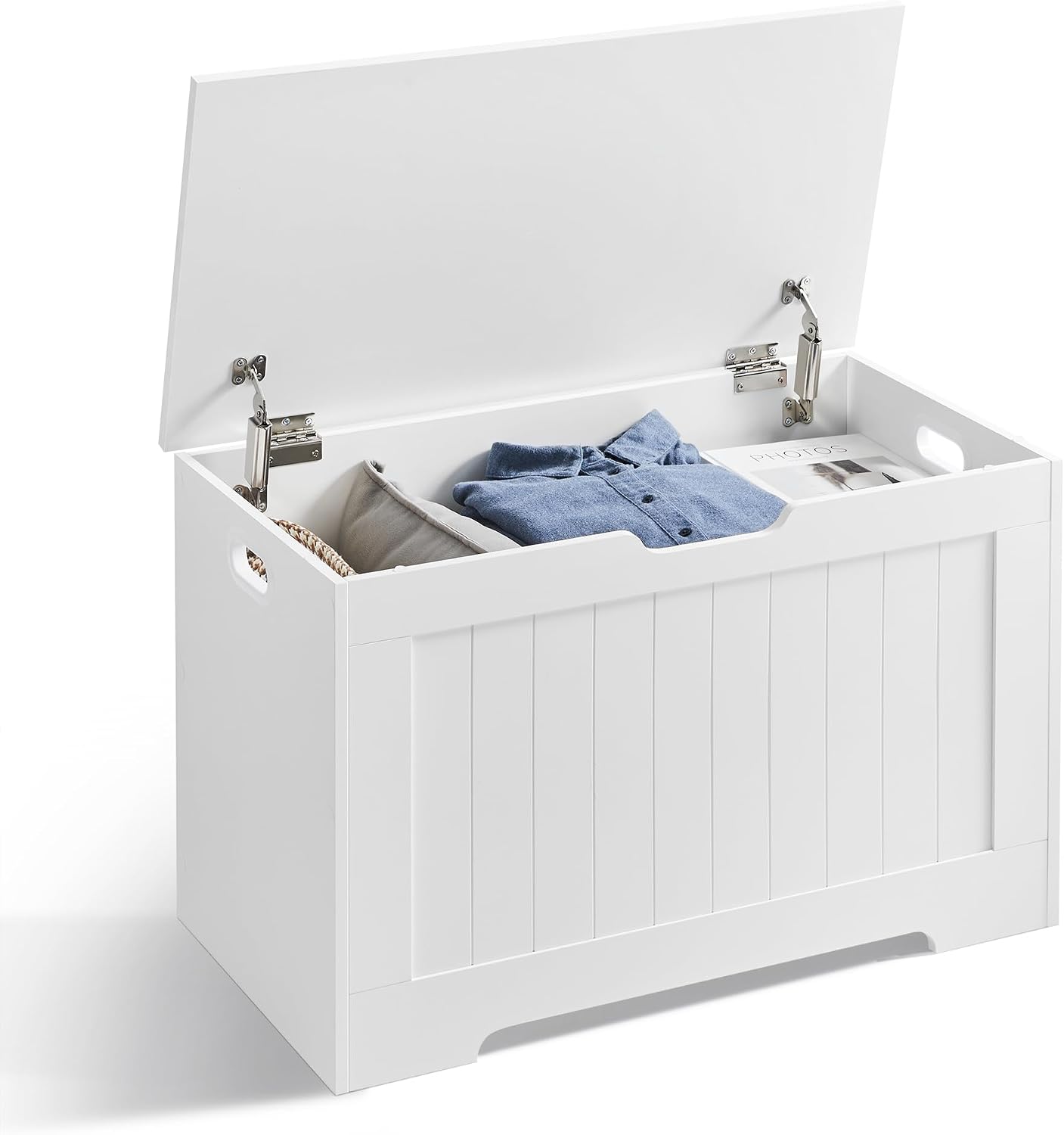 White Farmhouse Flip Top Storage Shoe Bench