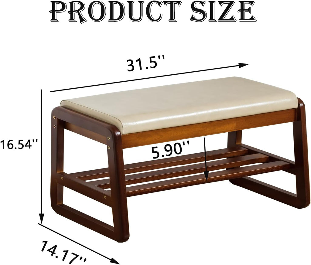 Gray Cushioned Wood Flip Top Shoe Bench