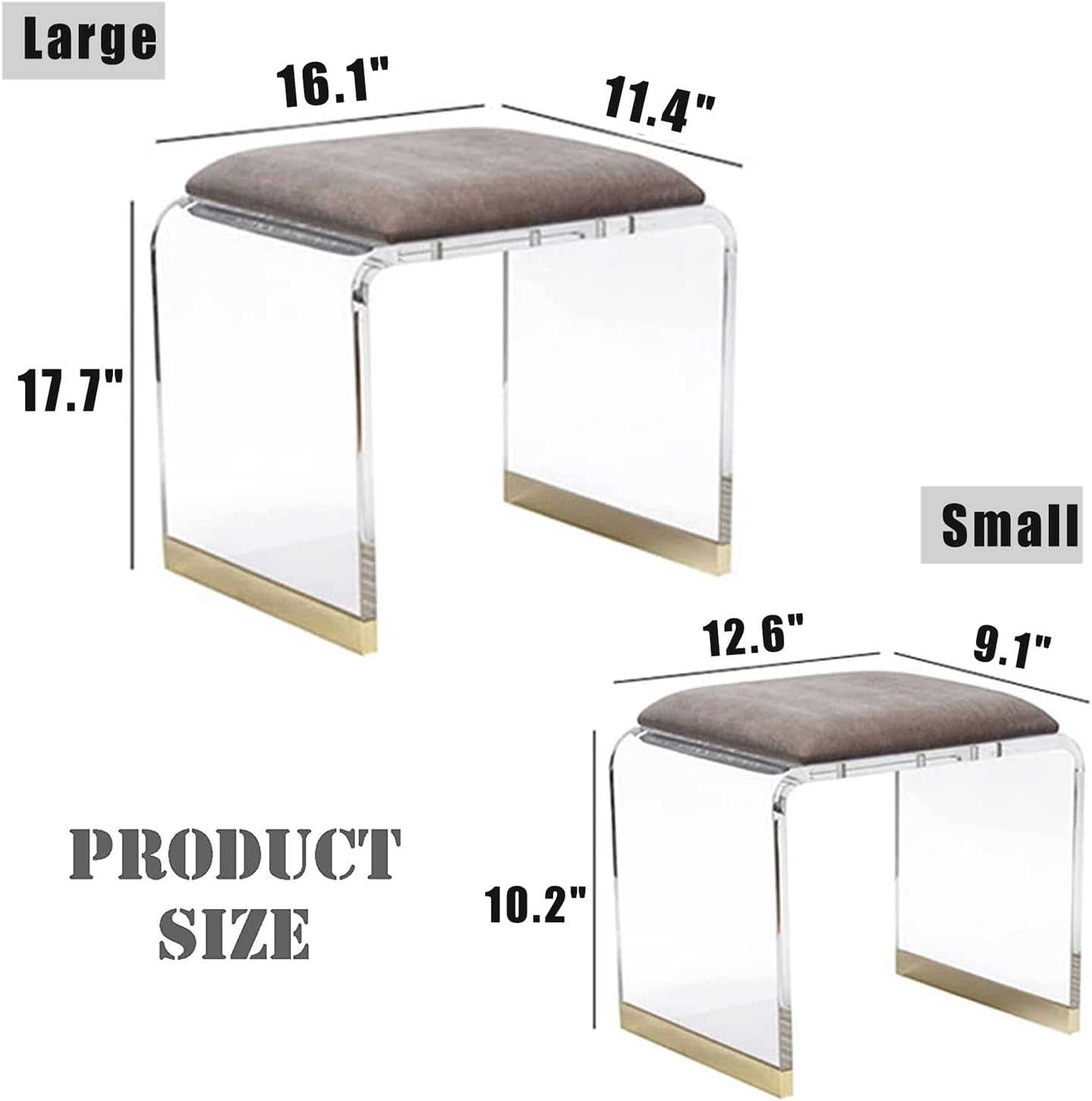 Grey Velvet Clear Acrylic Multi Purpose Stool Table