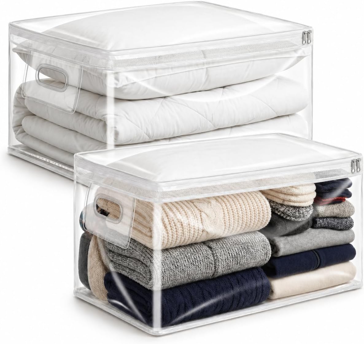 2 Clear Zipper Storage Bags