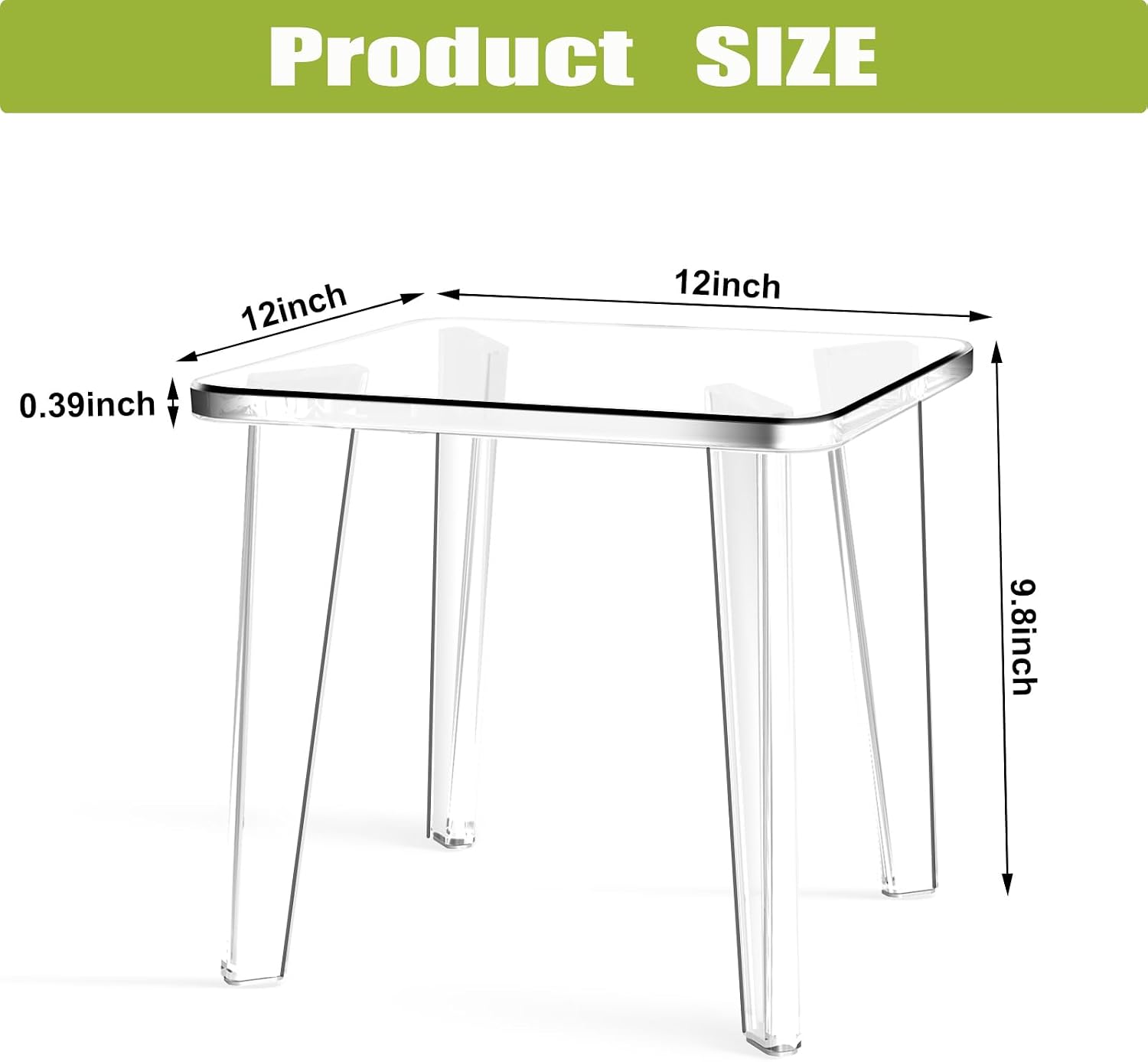 Square Non-Slip Clear Acrylic Stool