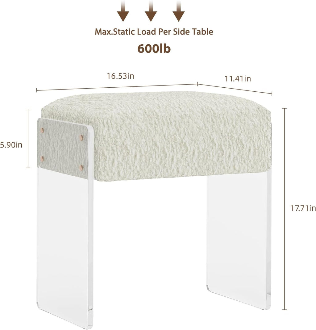 Wool Acrylic Leg Multifunctional Vanity Stool Ottoman