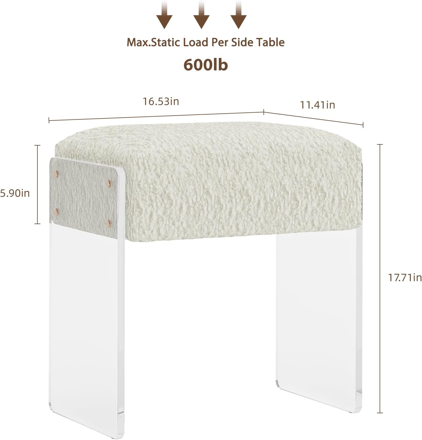 Wool Acrylic Leg Multifunctional Vanity Stool Ottoman