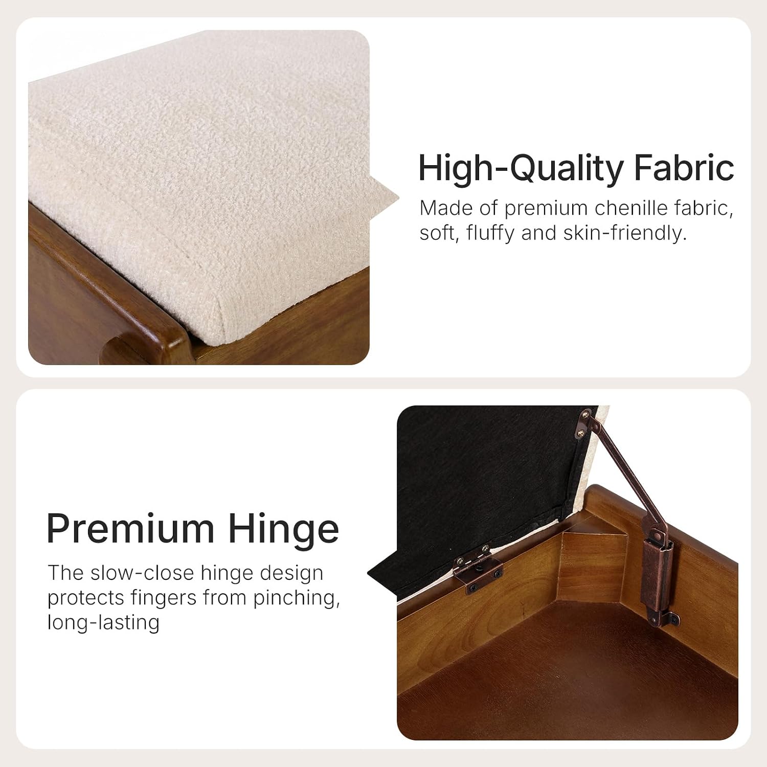 39.3 Inch Chenille Cushion Shoe Storage Bench