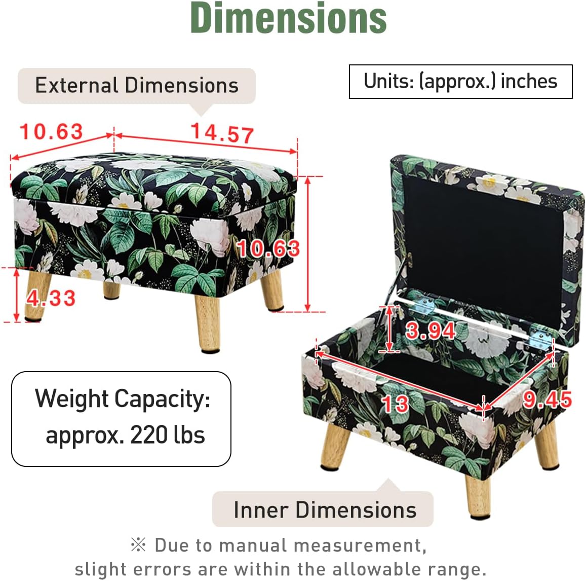 Brown Storage Footrest Ottoman