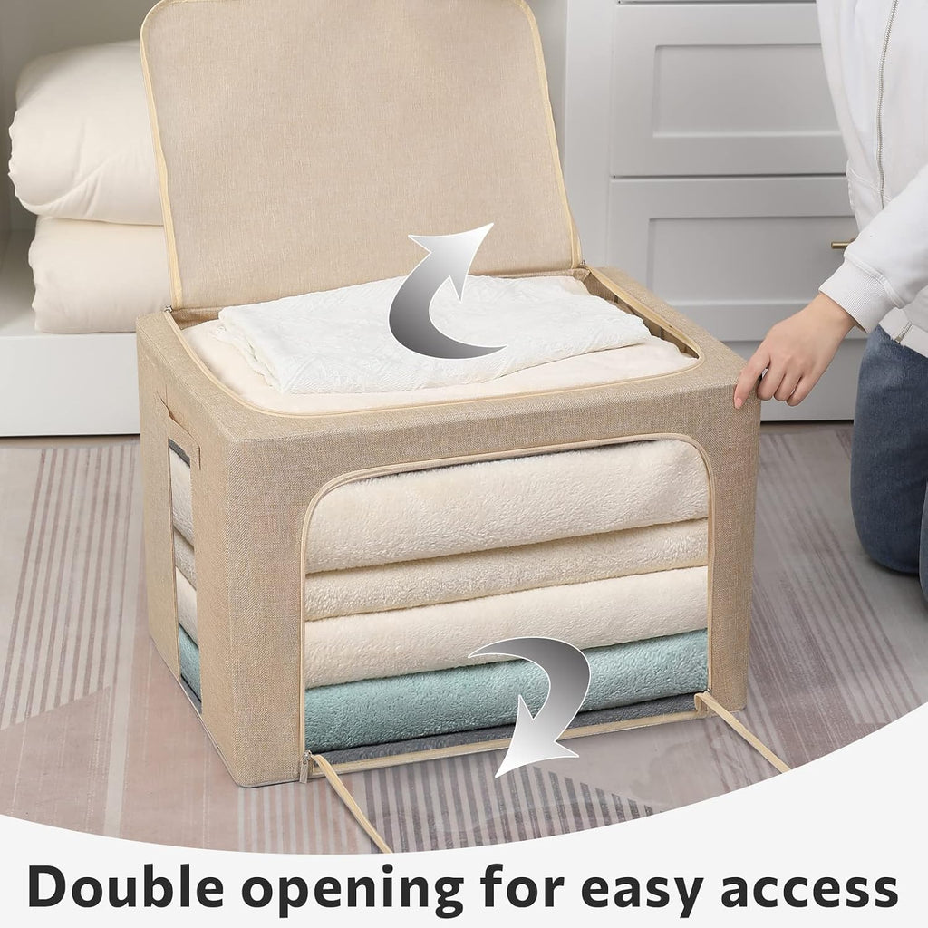 2 Pack Beige Fabric Storage Bins
