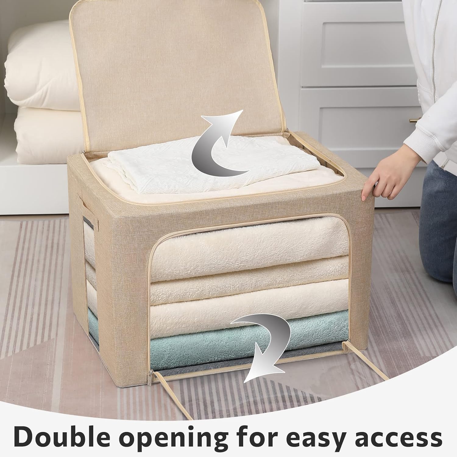 2 Pack Beige Fabric Storage Bins