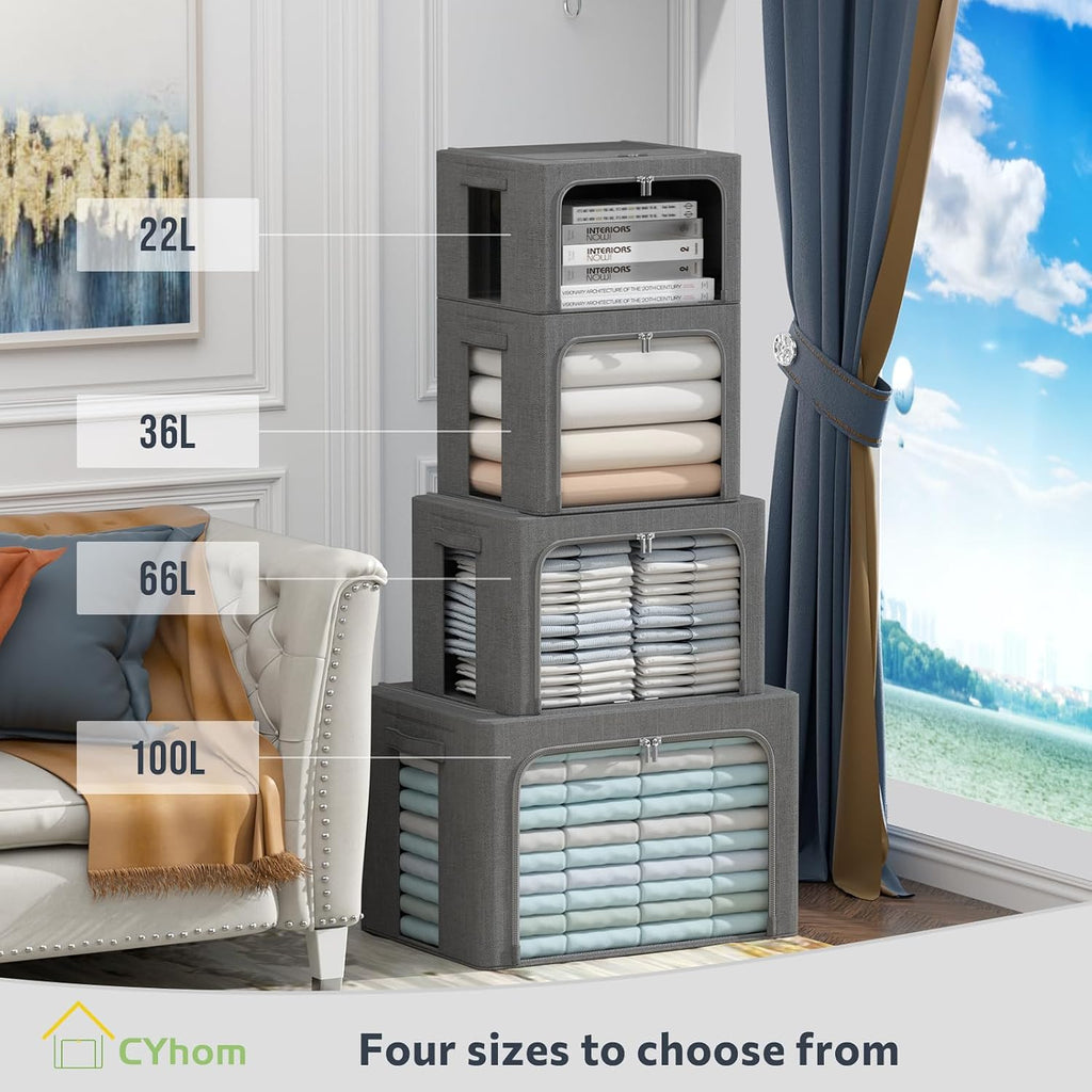 2 Linen Fabric Storage Bins