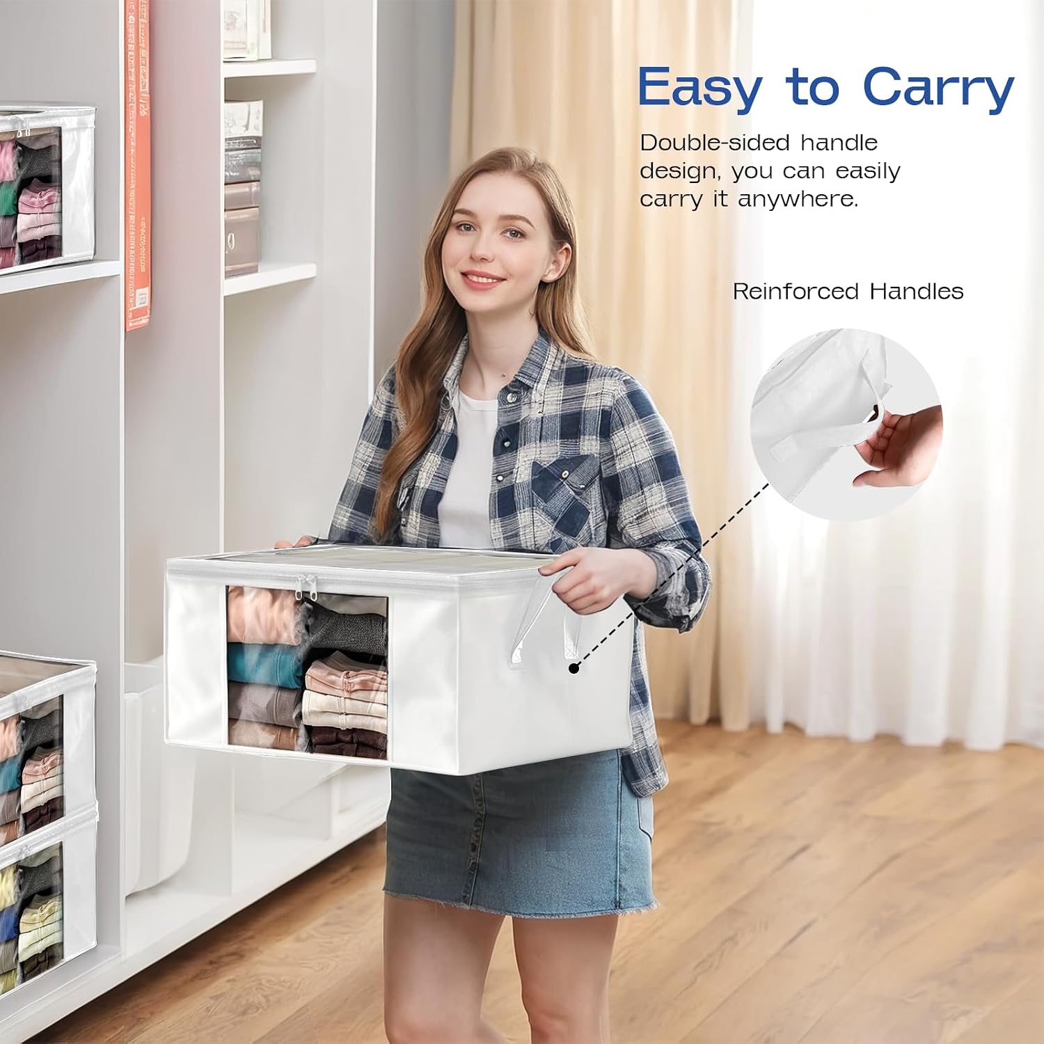 6 White Fabric Clothes Storage Bags