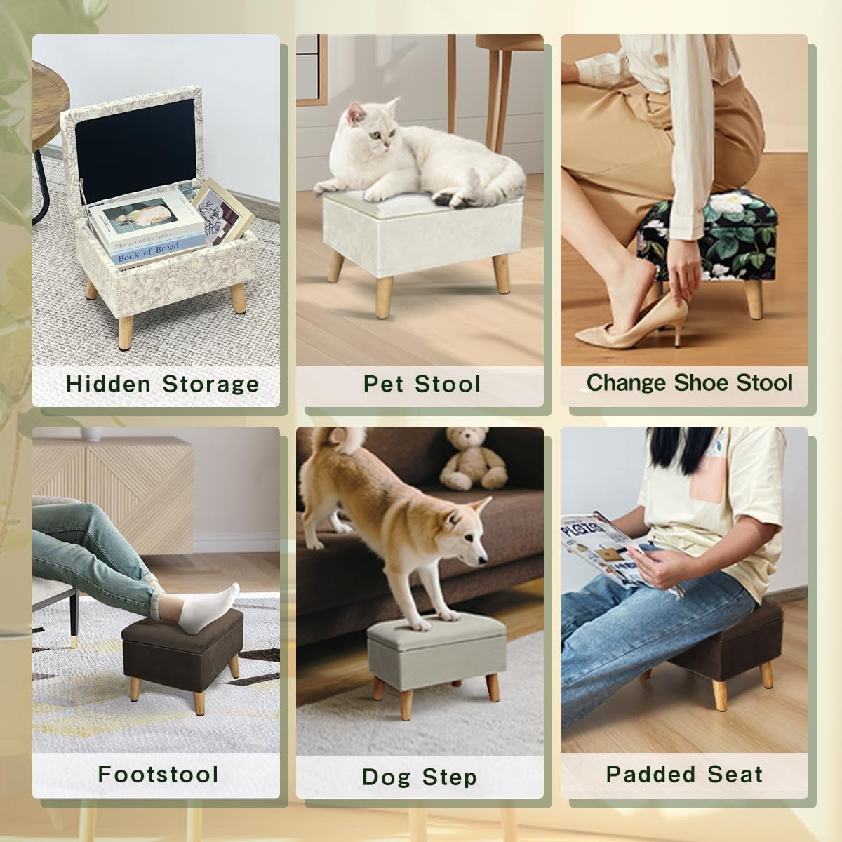 Brown Storage Footrest Ottoman