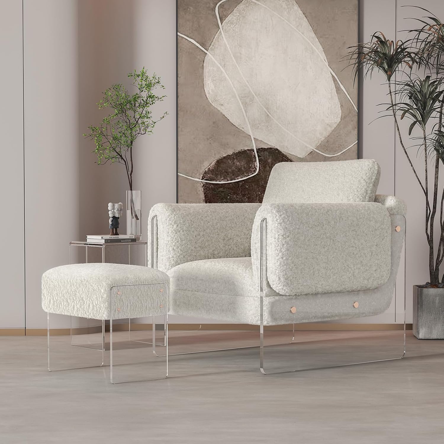 Wool Acrylic Leg Multifunctional Vanity Stool Ottoman