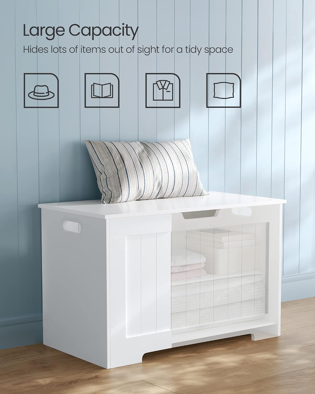 White Farmhouse Flip Top Storage Shoe Bench