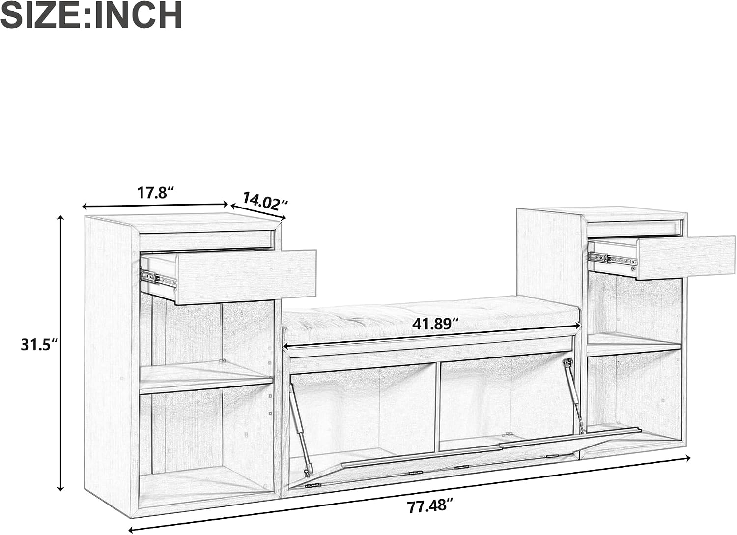 Espresso Farmhouse Multi Storage Shoe Bench