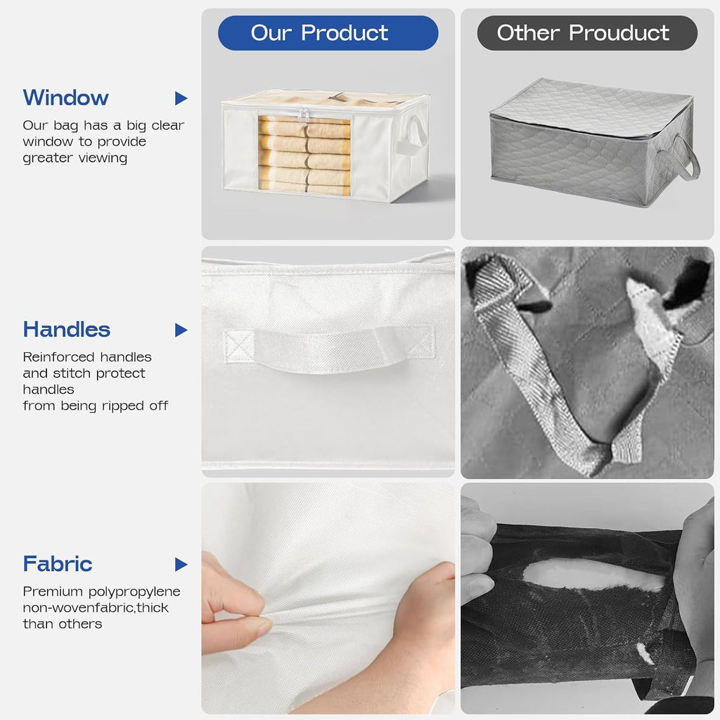 6 White Fabric Clothes Storage Bags