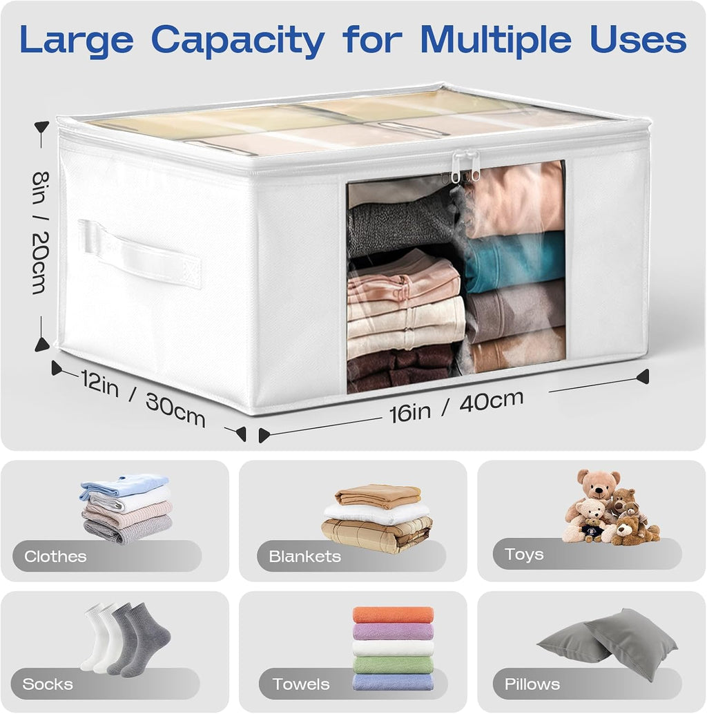6 White Fabric Clothes Storage Bags
