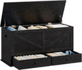 Black Farmhouse Storage Bench With Drawers