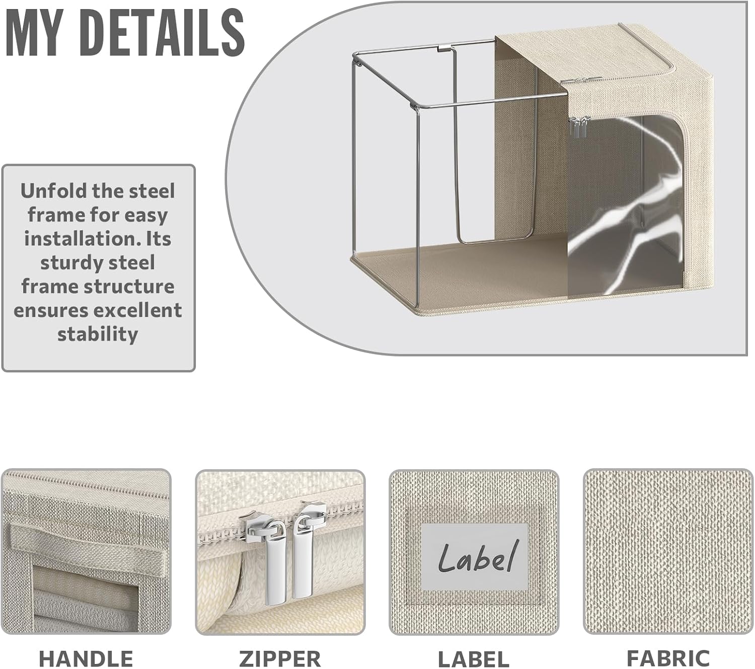 4 Metal Frame Fabric Storage Bins