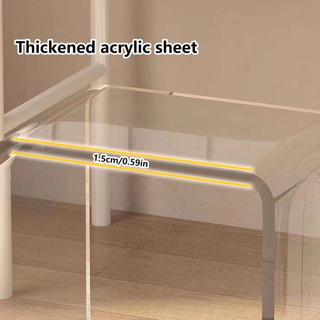 White Cushioned Clear Acrylic Vanity Stool