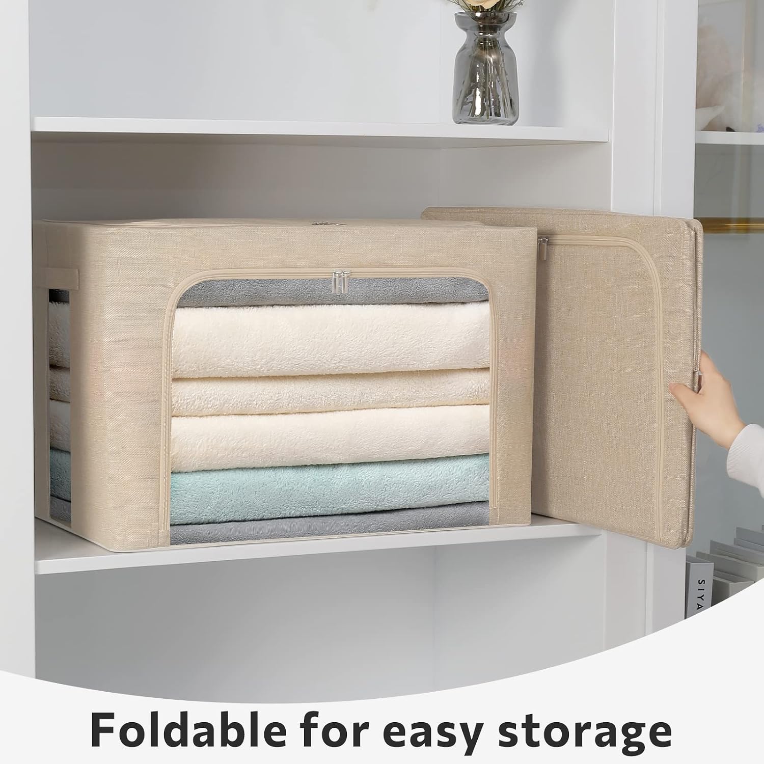 2 Pack Beige Fabric Storage Bins