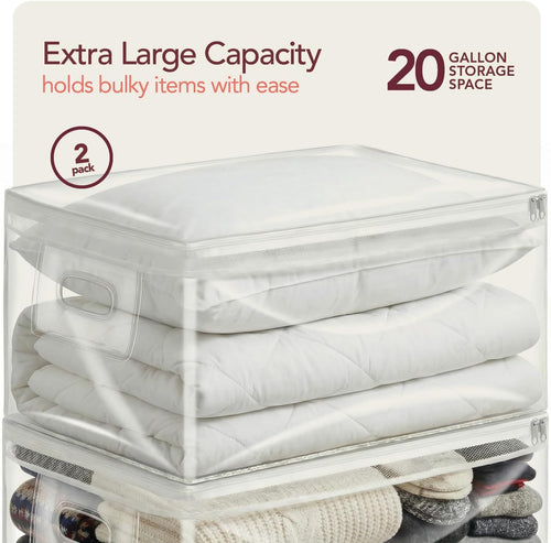 2 Clear Zipper Storage Bags