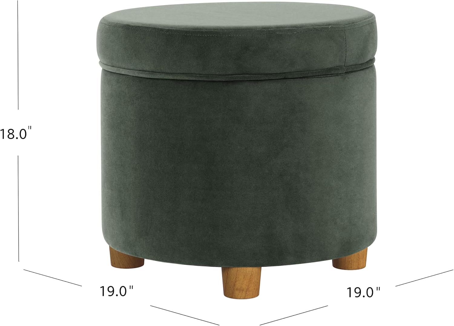 19 Inch Green Velvet Storage Ottoman