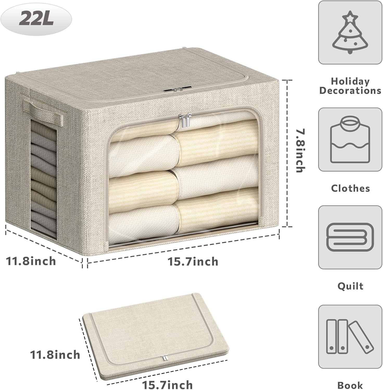 4 Metal Frame Fabric Storage Bins