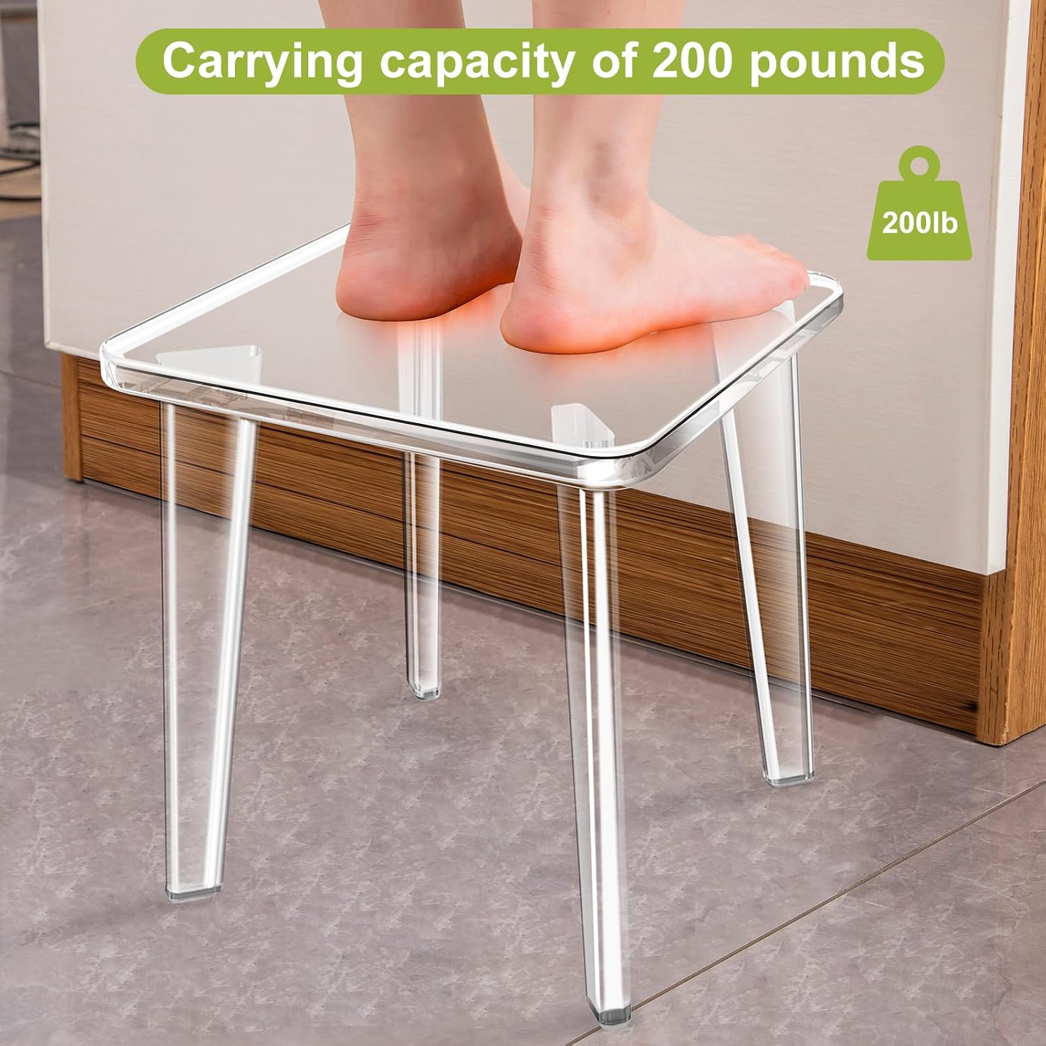 Square Non-Slip Clear Acrylic Stool