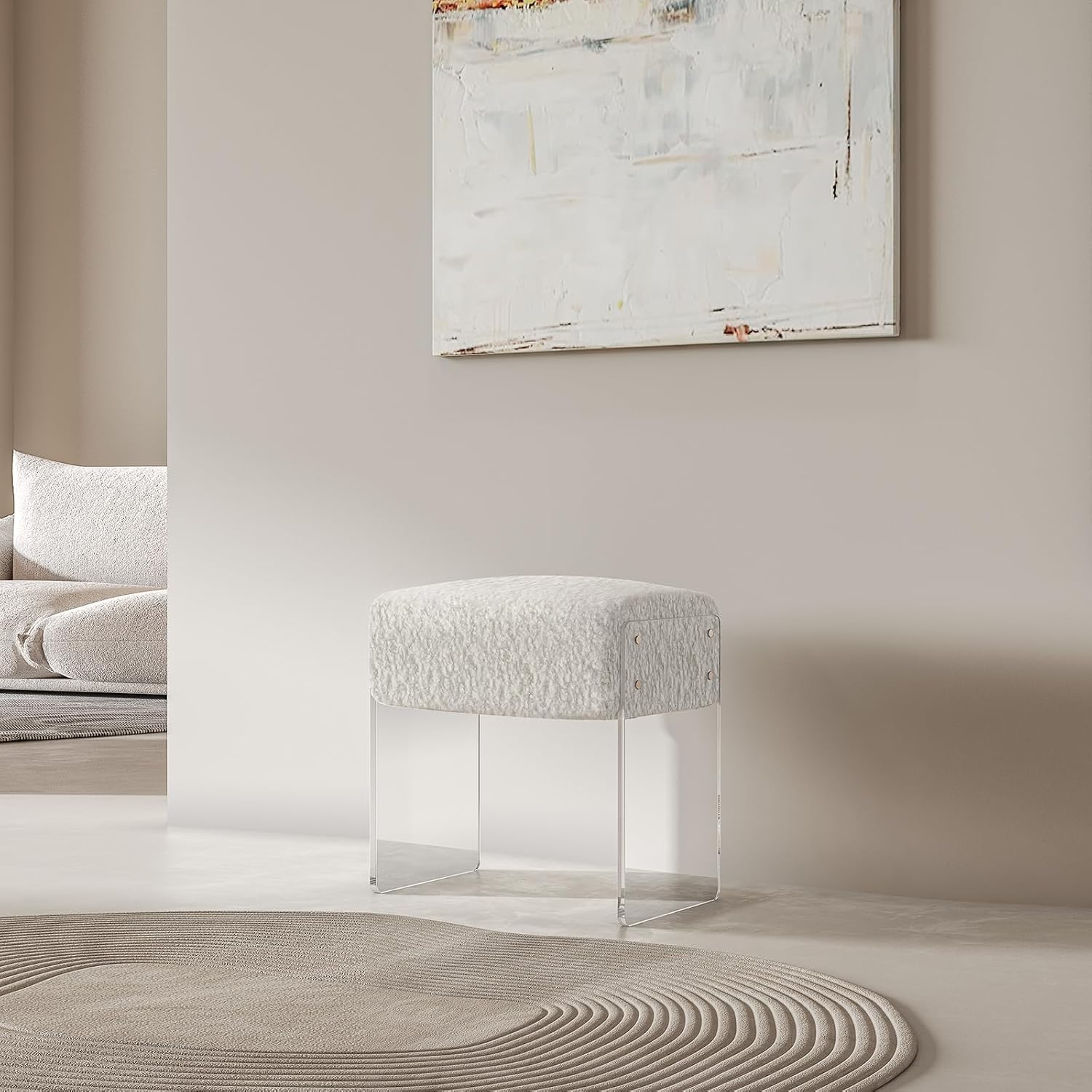 Wool Acrylic Leg Multifunctional Vanity Stool Ottoman