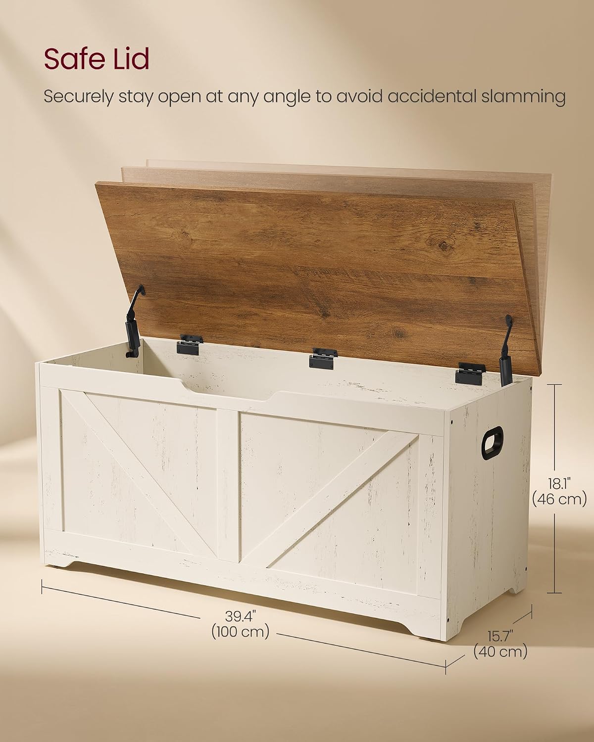 Honey Brown White Farmhouse Storage Bench