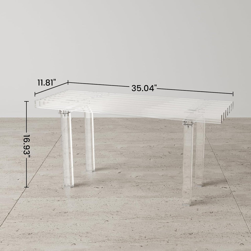 35 Inch Clear Acrylic Entryway Storage Bench