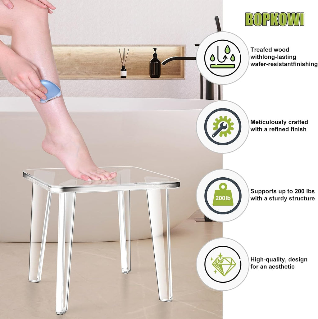 Square Non-Slip Clear Acrylic Stool