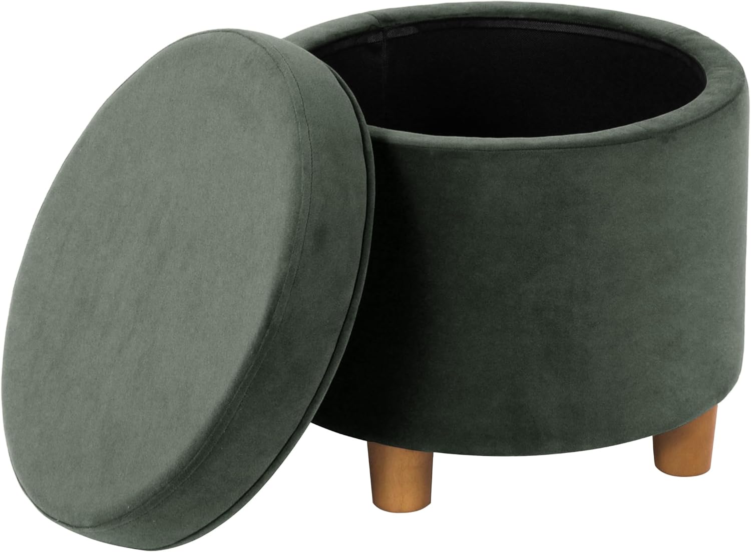 19 Inch Green Velvet Storage Ottoman