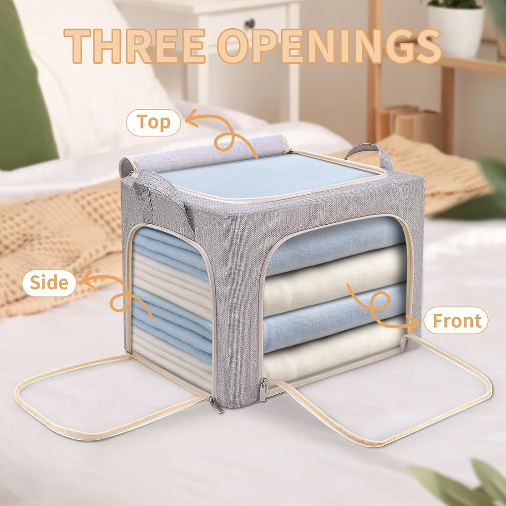 3 Pack Metal Frame Fabric Storage Bins