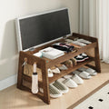Wood Cushioned Flip Top Shoe Storage Bench