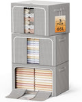 3 Pack Metal Frame Clothes Storage Bins